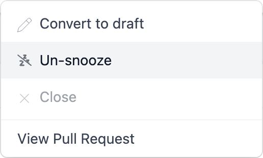 Un-snoozing pull requests