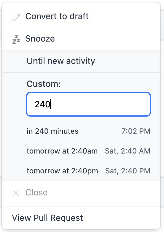 Snoozing Pull Requests